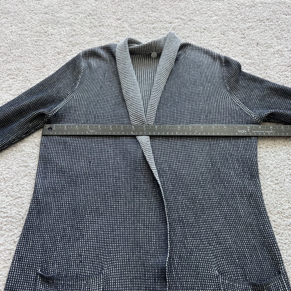 Margaret O'Leary Two Tone Open Front Cardigan Sweater Womens M Blue Pockets - Picture 9 of 14